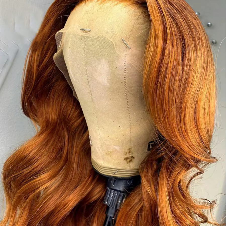 Giner Perücke, Körperwelle, Orange, 30 Zoll, synthetisch, Lace-Front - Bild 3