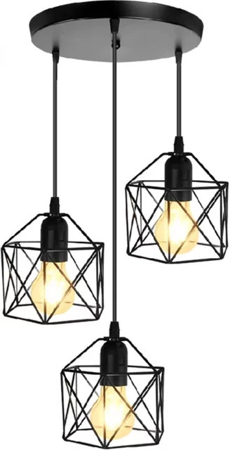 JOYINLED LED Kronleuchter im Vintage-Stil, Nordische Hängeleuchte aus Metall in Schwarz für Küche, Esszimmer und Wohnzimmer - Bild 1