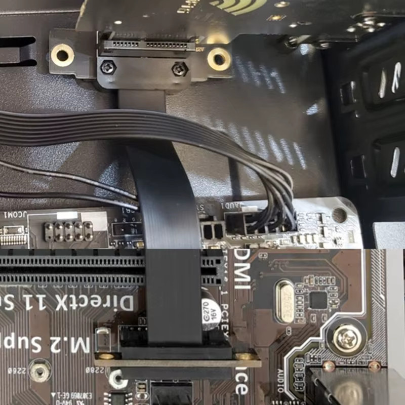 PCIe X1 Riser-Kabel Dual 90 Grad Verlängerungskabel 8 Gbit/s in Schwarz, Länge: 5 cm - Bild 3