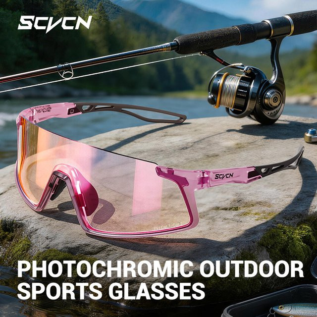 SCVCN Photochrome Sportsonnenbrille, Vollrand, Kunststoff, Unisex - Bild 1