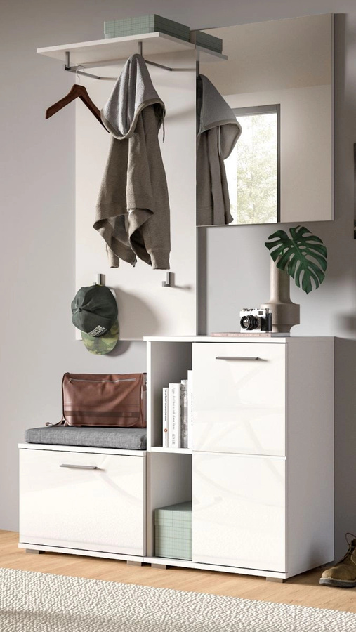 Schuhschrank Grazie von Inn.Furn in Weiß Hochglanz mit 5 Fächern, B/H/T: 55 x 79 x 37 cm - Bild 2