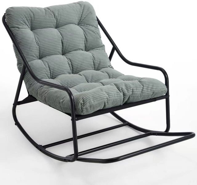 Outdoor-Schaukelstuhl mit Komfortkissen in Hellgrün für Garten, Balkon oder Wohnzimmer, B/T/H: 75 x 116 x 82 cm - Bild 1