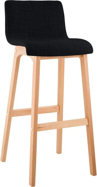 DELUKE Barhocker TENAR Stoff Schwarz Braun mit Lehne, Barstuhl mit B/T/H: 41 x 46 x 102 cm - Bild 1