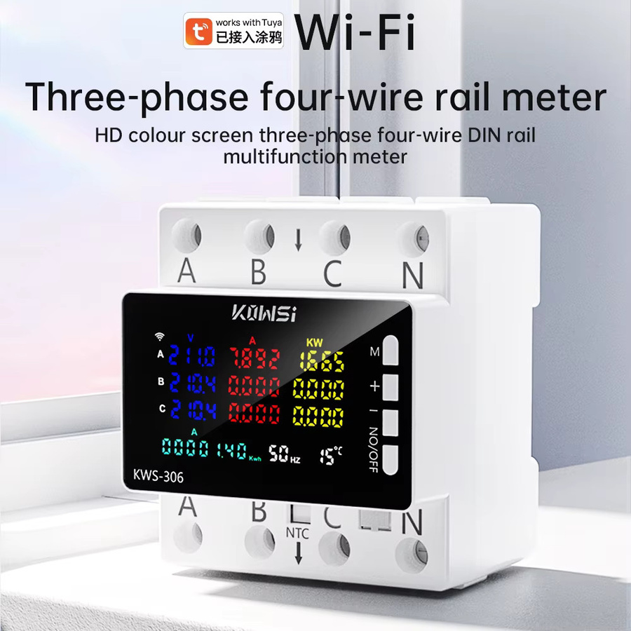 WIFI Power Energy Meter AC Monitor 3 Phasen 4-Draht Stromzähler 80A AC 85-290V in Weiß - Bild 3