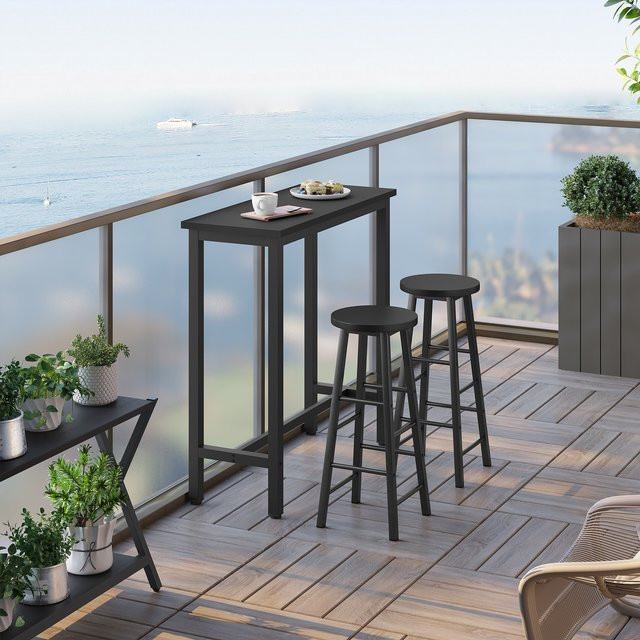 WOLTU Bartisch in Schwarz, Wandmontierter moderner Esstisch mit Metallrahmen für Küche, Bar und Bistro - Bild 1