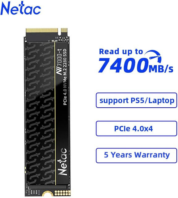 Netac NVMe M.2 SSD PCIe 4.0x4 Interne Solid-State-Festplatte in Schwarz - Bild 1