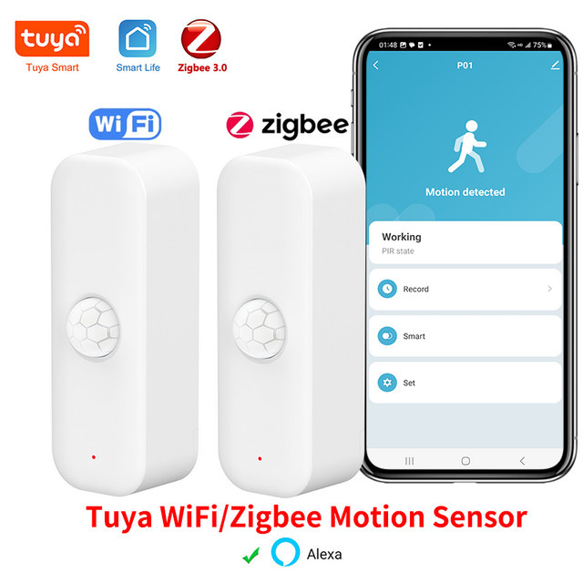 Tuya Smart PIR Bewegungsmelder WiFi/Zigbee Motion Sensor in Weiß für Home Automation und Sicherheit mit App-Steuerung und Alexa Kompatibilität - Bild 1