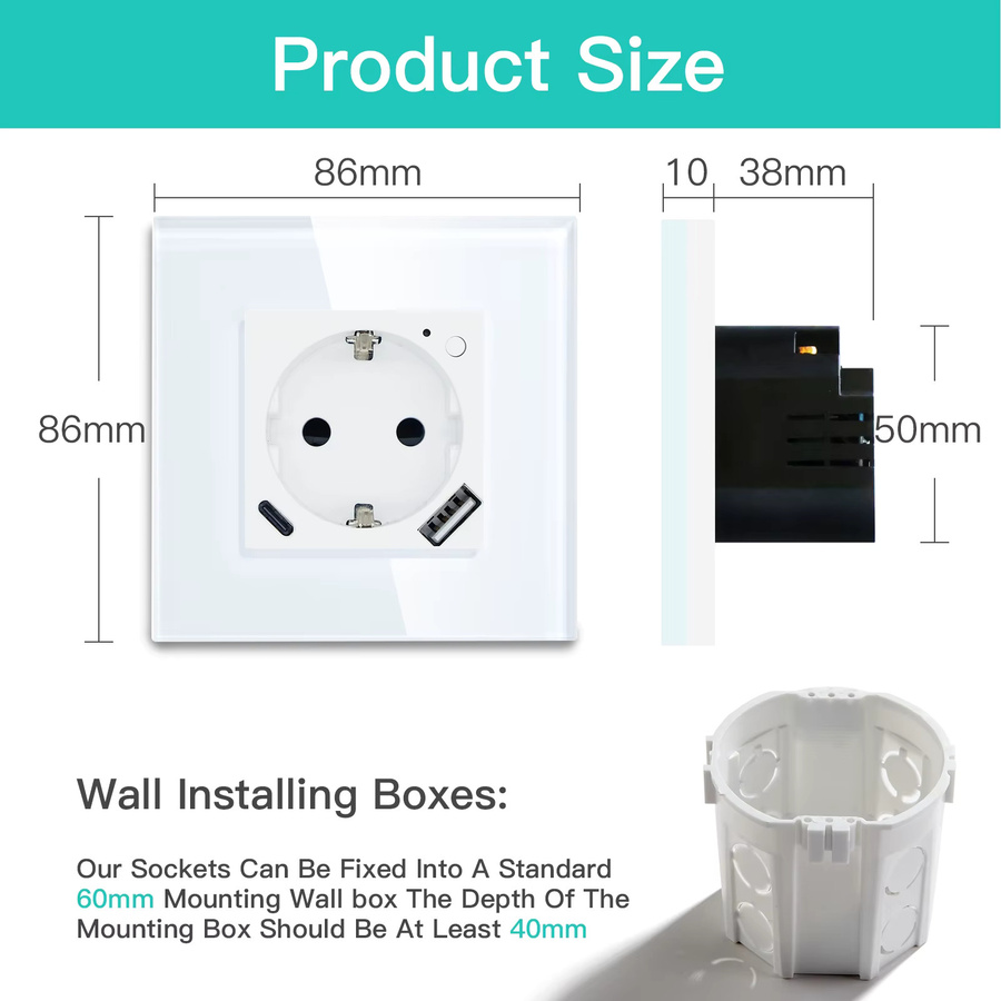 BSEED EU Standard Wifi Smart Steckdose mit 20W USB Typ-C Port, Power Monitor und Timing Funktion, Tuya Alexa Smart Home Control, 16A - Bild 3