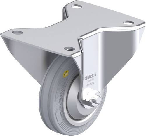 Blickle Stahlblech-Bockrolle BK-RD 100R-3-VLI-FA in Grau mit 100mm Rad-Durchmesser und 100kg Tragfähigkeit - Bild 1