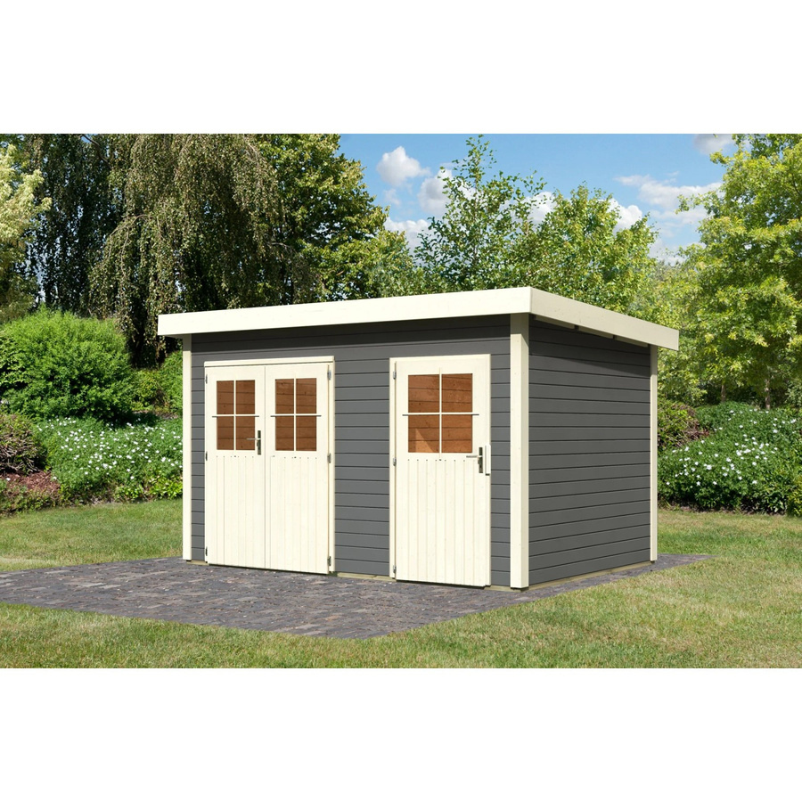 Karibu Zweiraum Holz-Gartenhaus Skanderborg mit Flachdach und modernem Design, Breite: 360 cm, Tiefe: 240 cm, Höhe: 230 cm - Bild 2