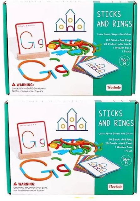 Kreatives Holzpuzzle mit Stäben und Ringen, ab 2 Jahre - Bild 1