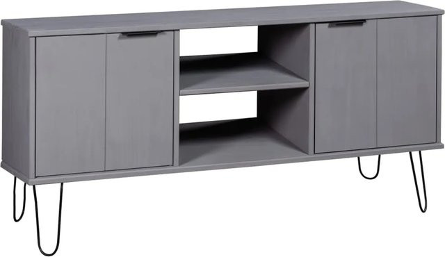 vidaXL TV-Schrank New York in Grau aus Kiefer Massivholz und Metall B/T/H: 114,5 x 39,5 x 57,0 cm - Bild 1