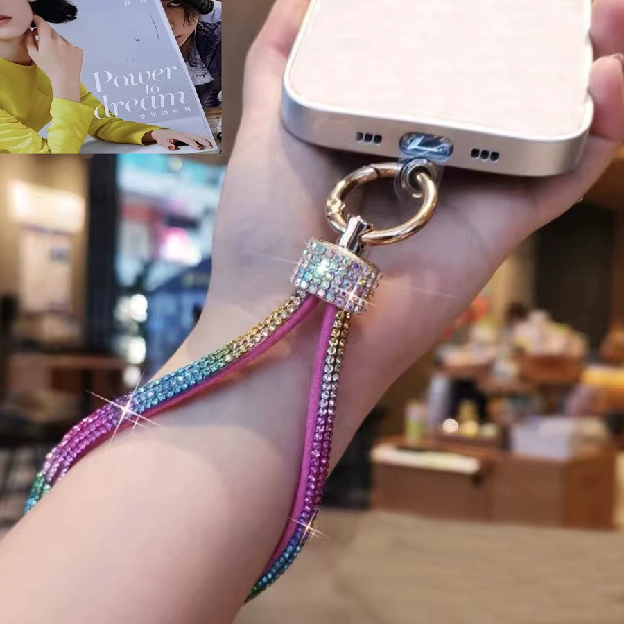 ZHANZHI Flash Diamond Handy Universal Lanyard Handschlaufe in Bunt und Pink - Bild 4