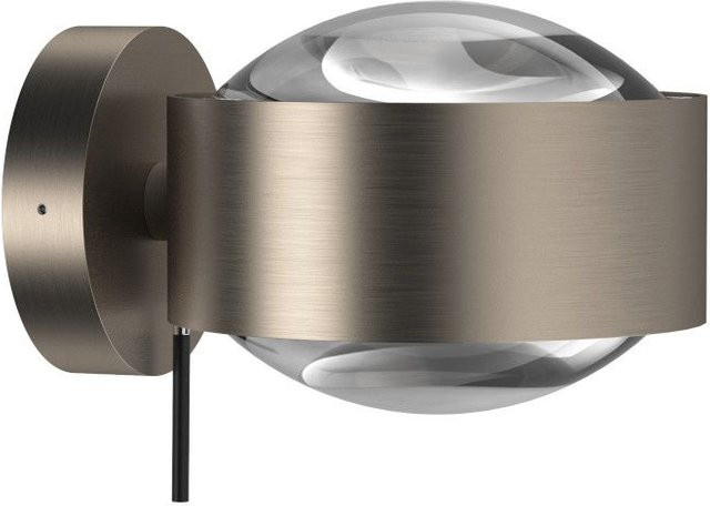 Top Light Puk Maxx Wall LED-Wandleuchte in Nickel matt mit klarer Glaslinse und warmweißem Licht (2700K) - Bild 1