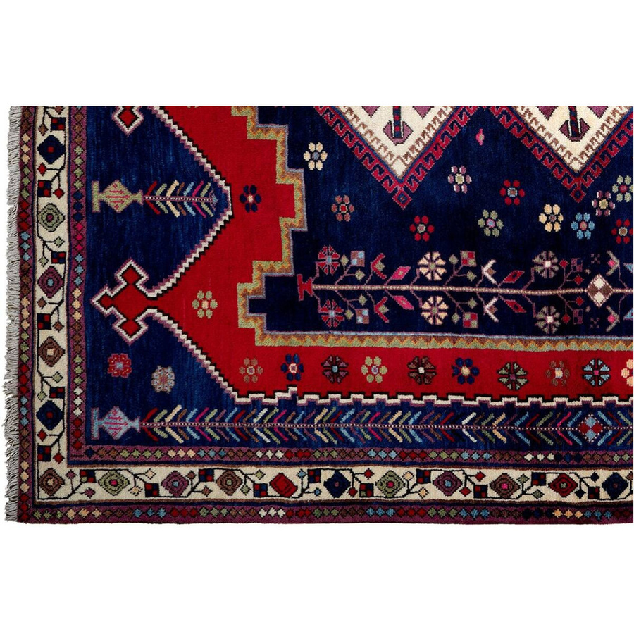 PersaTepp Afshar Teppich handgeknüpft aus Schurwolle und Baumwolle in Beige und Blau, Breite: 165 cm, Höhe: 210 cm, Tiefe: 1 cm - Bild 2