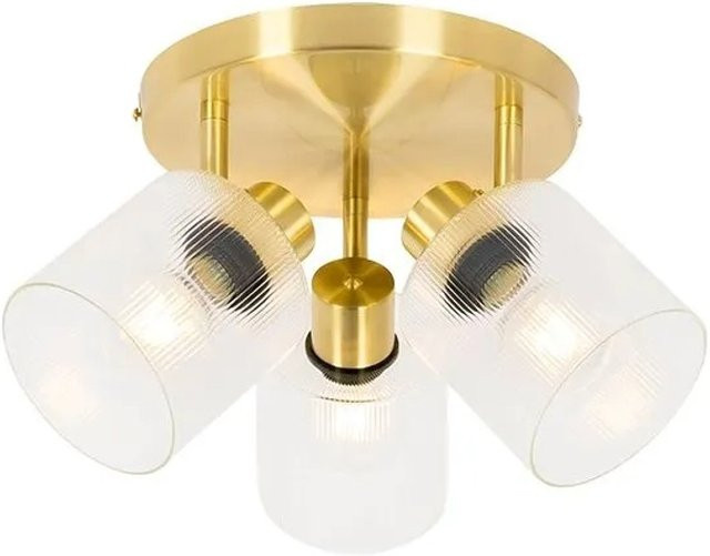 QAZQA Deckenstrahler Laura in Gold mit transparentem Glas, 3-flammig, rund und verstellbar - Bild 1