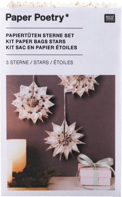 Rico Design Papier-Deko Sterne-Set Merry Christmas in Weiß zum Aufhängen - Bild 1