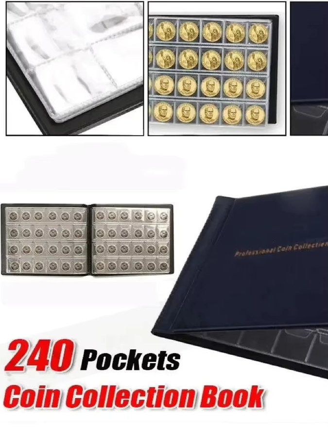 Blaues Münzsammelalbum aus Kunststoff mit 240 Taschen für Sammler - Bild 5