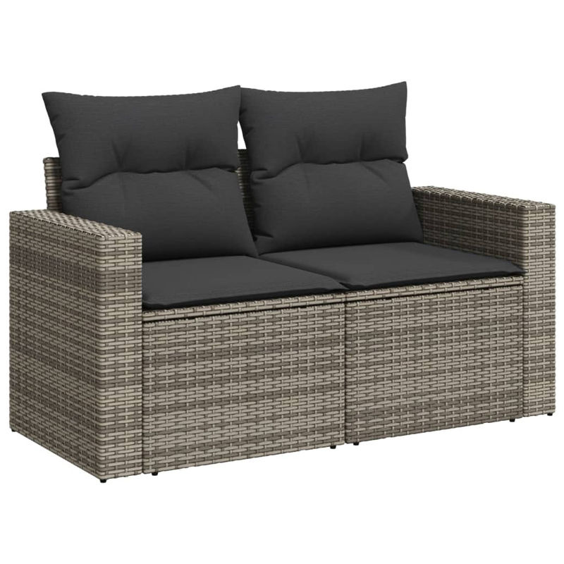 Vidaxl Gartenmöbel-Set aus Polyrattan und Akazie mit Kissen, 9-teilig, Grau - Bild 2