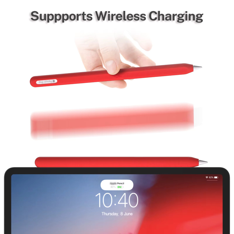 Silikon-Schutzhülle für Apple Pencil Pro und Apple Pencil (2. Generation) USB-C Stylus in Transparent oder Rot - Bild 2
