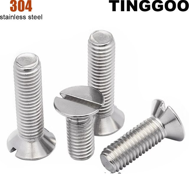 TINGGOO Schlitz Flachkopfschrauben aus 304 Edelstahl A2-70 in Silber, GB68 Bolzen Set - Bild 1
