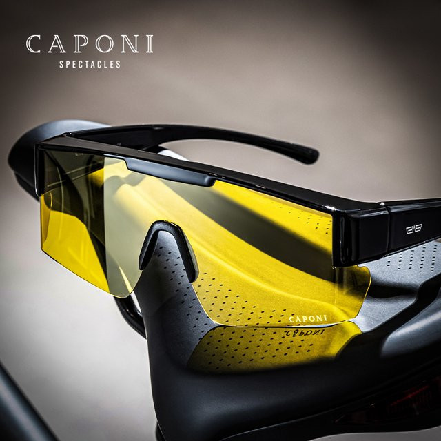 CAPONI bsys3116 Sonnenbrille, Fitover, Herren, Vollrand, Gelb, Braun, Kunststoff - Bild 1