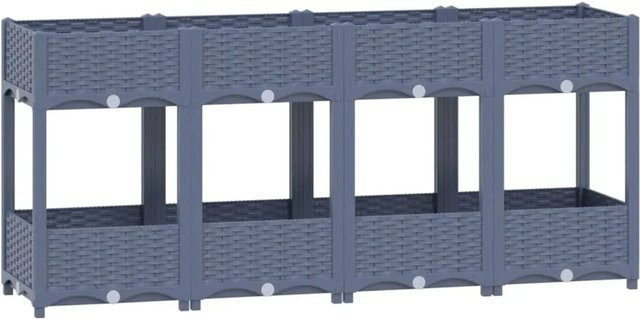 vidaXL Hochbeet aus Polypropylen in Grau, B/T/H: 160 x 40 x 71 cm - Bild 1