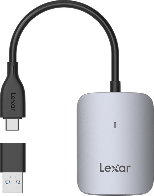 Lexar Professional RW-515 CFexpress Type A Kartenleser in Silber mit USB-C und USB-A Anschluss - Bild 1