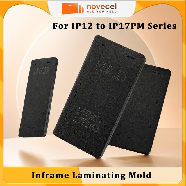 NJLD Inframe Laminierform-Pad Schwarz für iPhone 17 Air, 17 Pro Max, 16 Pro, 16, 15 Plus, 14, 13, 12 als elastische Matte für die LCD-Bildschirmglas-Reparatur - Bild 1