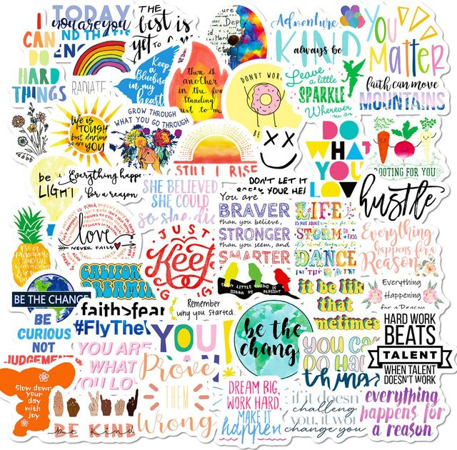 50 Stück bunte motivierende Zitat-Aufkleber von BulingBulingStickers Store für Planer und DIY-Projekte - Bild 1