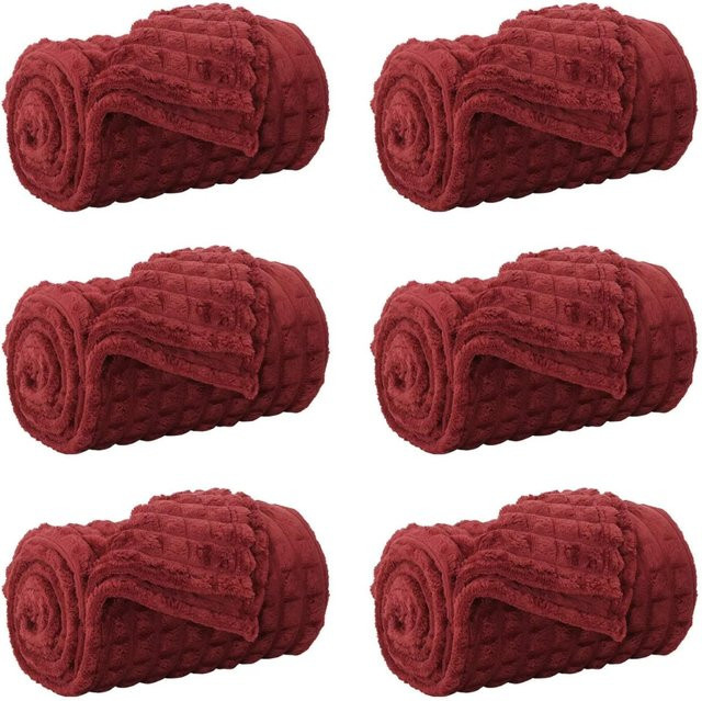6er Set vidaXL Wohndecken aus Fleece in Bordeauxrot, B: 150 cm, T: 130 cm - Bild 1