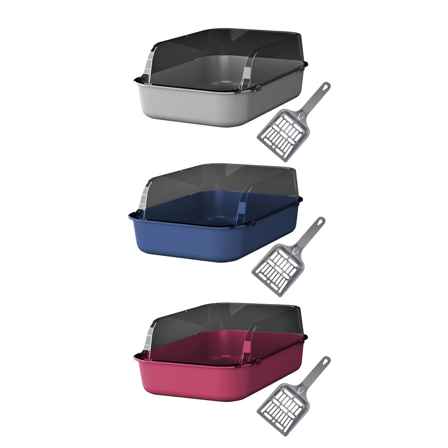 Kesoto Offene Katzentoilette in Blau und Multicolour, spritzwassergeschützte halbgeschlossene Katzentoilette für junge und ältere Katzen - Bild 2