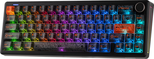 EPOMAKER TH65 Mechanische Tastatur 65% ANSI US-Layout mit Bluetooth, 2,4GHz und Kabelverbindung, 8000mAh Akku und Lautstärkeregler, Weiß/Mehrfarbig - Bild 1
