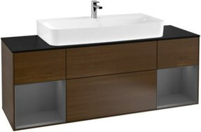 V&B Waschtischunterschrank Finion in Anthrazit und Walnussfurnier, Breite: 160 cm - Bild 1