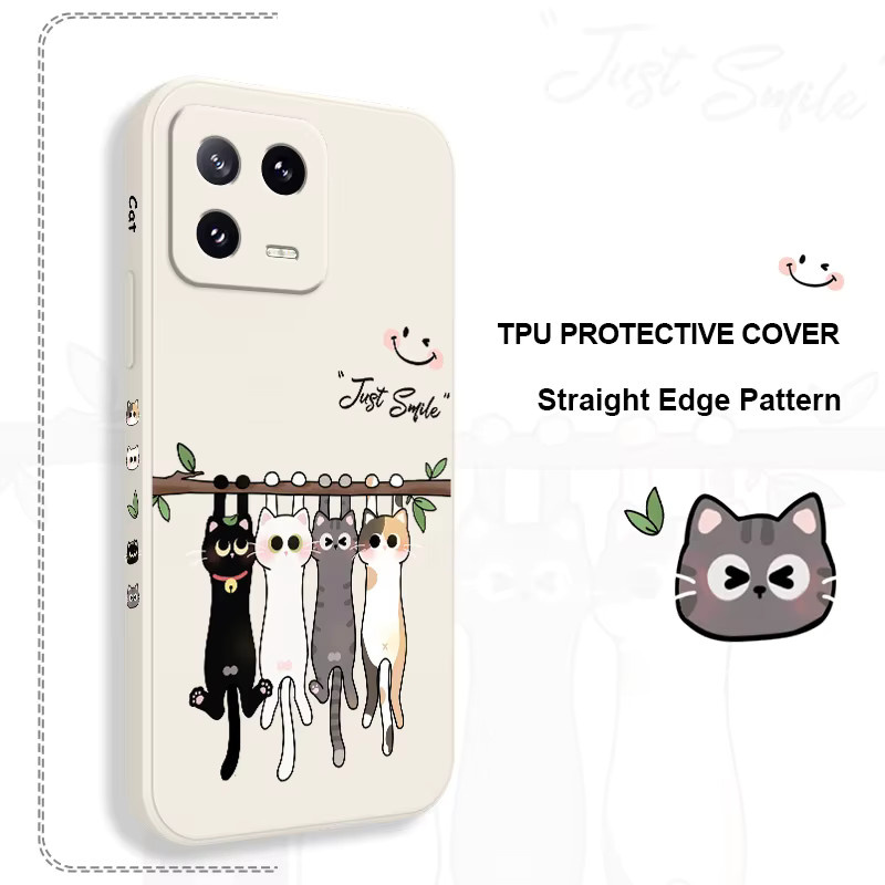 Hängende Katzen-Handyhülle aus Flüssigsilikon für Xiaomi Mi 11 12 13 14 15 Pro Max Lite in Weiß - Bild 2