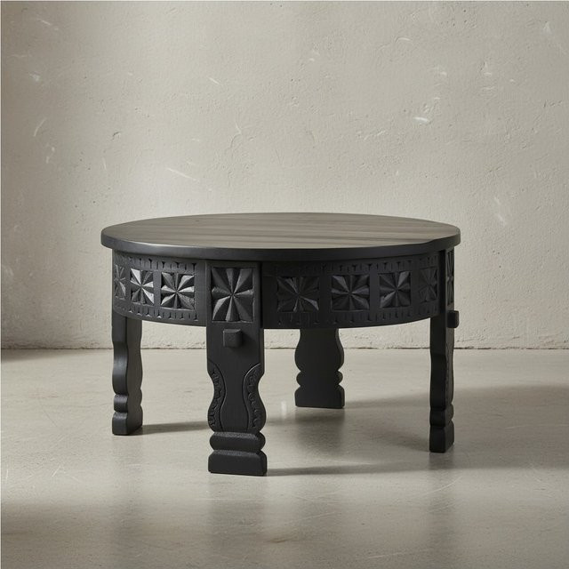 KADIMA DESIGN Orientalischer Couchtisch aus schwarzem Mango Massivholz, quadratisch, B/T/H: 60 x 60 x 36 cm - Bild 1