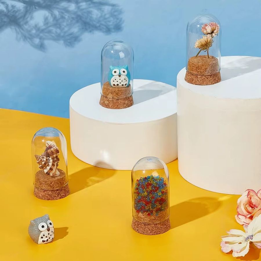 4 Stück Mini-Glasgläser mit Korkdeckel, transparente Glas-Display-Kuppeln zur Dekoration - Bild 2