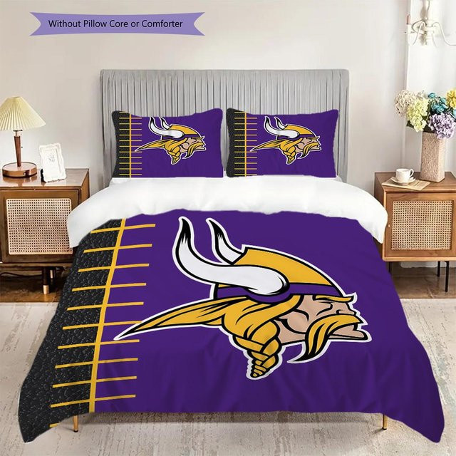 Manus Home Minnesota Vikings Bettwäsche Set mit Bettbezug und 2 Kissenbezügen, Multicolor, B/H: 240 x 220 cm - Bild 1