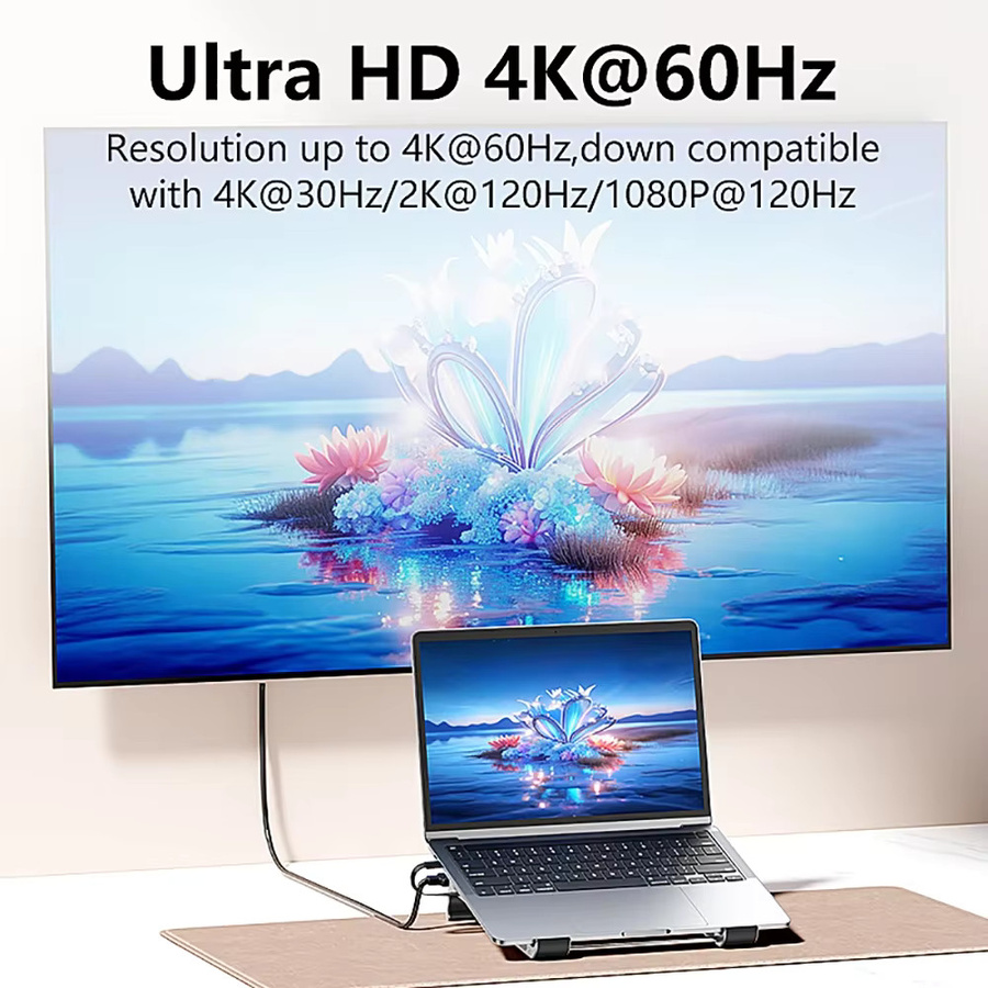 KEBIDUMEI Aluminium-Laptopständer mit 7-in-1 Dockingstation inklusive 4K 60Hz HDMI, SD/TF-Kartenleser, USB 3.0, PD-Ladegerät und RJ45 1000Mbps Ethernet/LAN - Bild 3