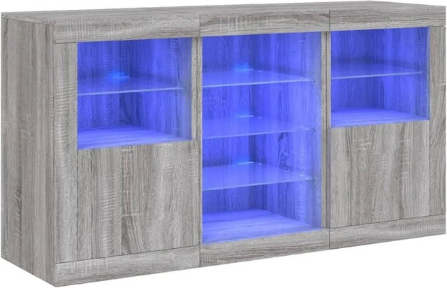 vidaXL Sideboard modern in Grau Sonoma mit integrierter LED-Beleuchtung, B/T/H: 123 x 37 x 67 cm - Bild 1