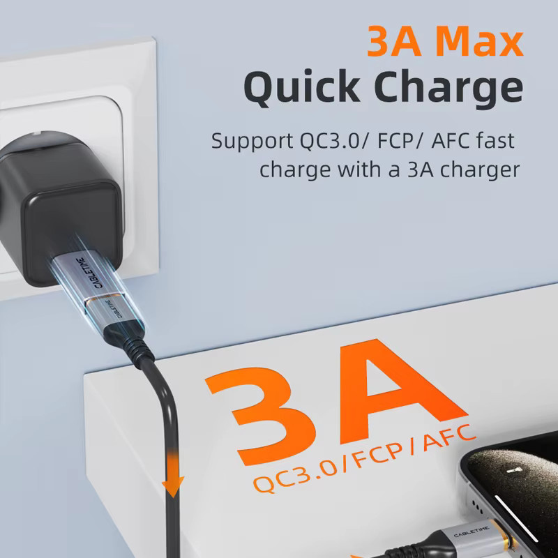 CABLETIME USB A 3.2 Gen 2 auf USB C Adapter Doppel 10 Gbit/s 3A Schnellladung in Silber - Bild 3