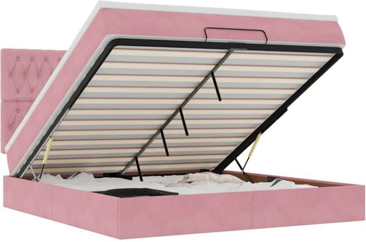 vidaxl Polsterbett Ottoman in Rosa und Weiß aus Samt mit Matratze B/T/H: 160 x 200 x 128 cm - Bild 1