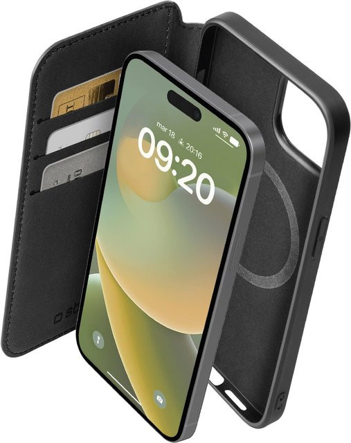 Aufklappbare MagSafe kompatible Hülle für Apple iPhone 15 Plus in Schwarz - Bild 1