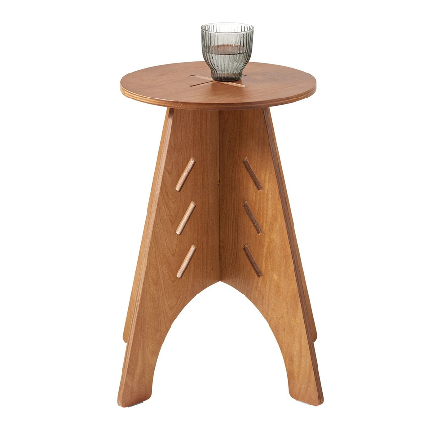 SoBuy Beistelltisch HFBT01-K-BR in Braun mit Zapfenverbindungen, runder Couchtisch und Nachttisch aus Holz, B/T/H: 30,5 x 30,5 x 48,5 cm - Bild 2