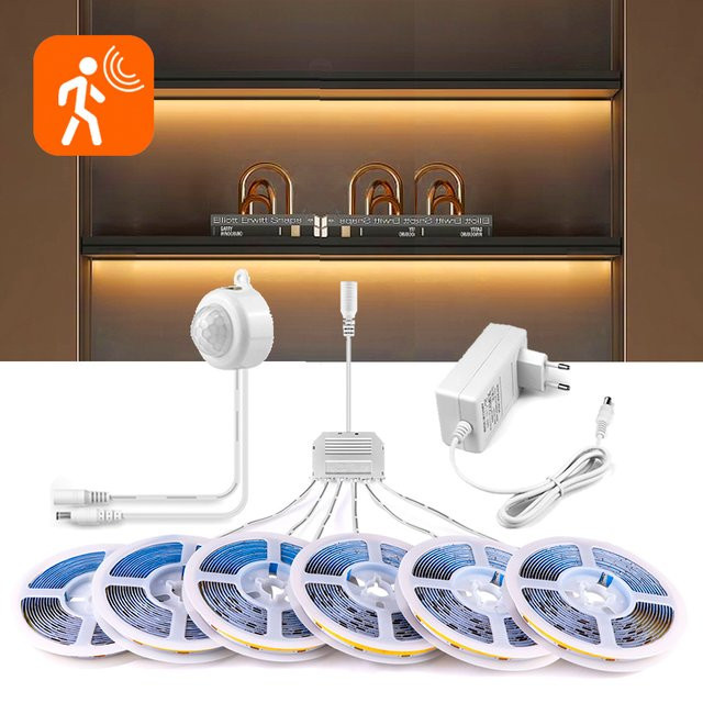 Lcamaw COB-LED-Streifenlicht mit Smart PIR Bewegungssensor, superhell, Farbe: Weiß, 320 LEDs/m - Bild 1