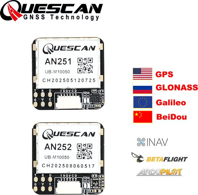 QUESCAN AN251 AN252 M10050 M10 GPS GNSS Modul mit Kompass für INAV Betaflight Ardupilot Galileo GLONASS BeiDou QZSS SBAS - Bild 1