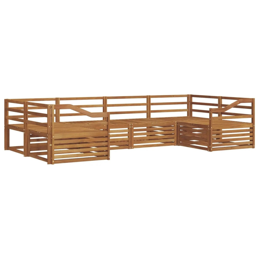 vidaXL Sofagarnitur aus Massivholz Akazie in Braun, 6-teiliges U-Form Sofa mit modernem Latten-Design - Bild 2