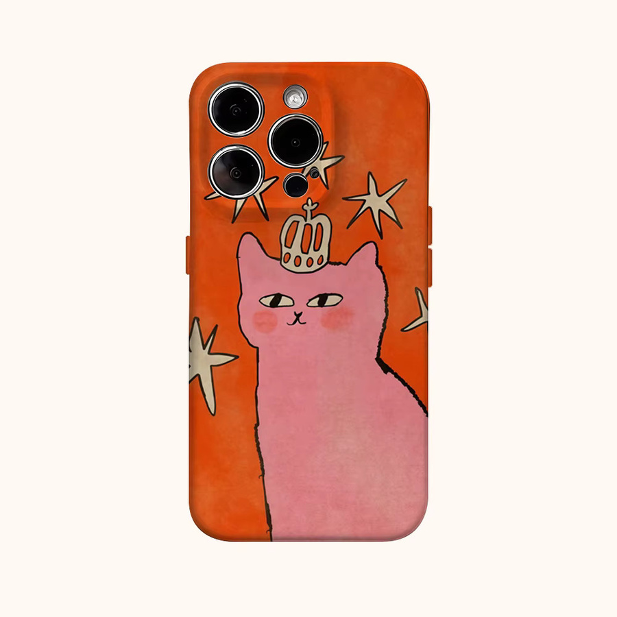Potdemiel Handyhülle mit rosa Katze und Krone für iPhone, doppelschichtige Rückseite, Farbe: Pink - Bild 2