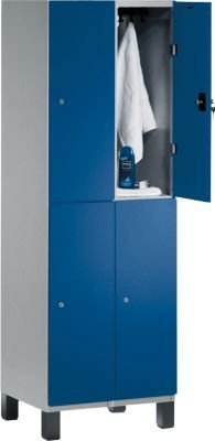 C+P Doppelstockspind Cambio auf Füßen mit 4 Fächern, Korpus Lichtgrau und Front Enzianblau, H x B x T: 198 x 60 x 52,5 cm - Bild 2