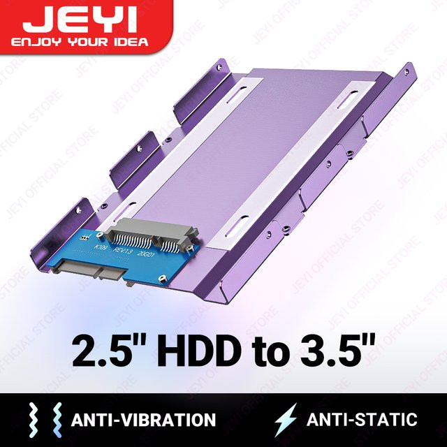 JEYI SSD HDD Adapter Bay Caddy für 2,5 Zoll auf 3,5 Zoll Festplatten, Farbe: Lila, Montagebeugel für 7/9,5/12,5 mm - Bild 1